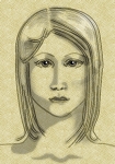 Női arc tanulmány ugyanazokból az útvonalakból kiindulva, amelyeket a férfiarchoz használtunk fel.