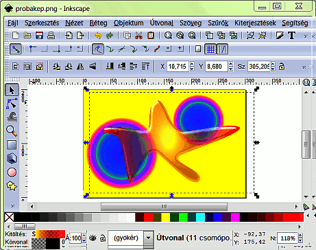 Inkscape objektum GIMPpel festett háttér előtt.