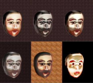 Hat arckép különféle rétegmód-beállításokkal.