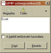 A GIMP saját szövegszerkesztője.