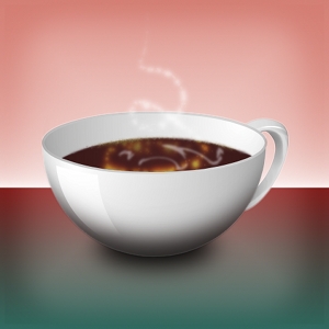 GIMP-pel rajzolt kávéscsésze képe.